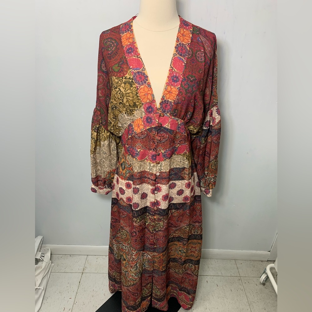 Zara Multicolor Long Sleeve Dress
